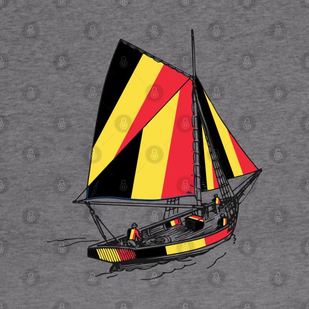Support Belgium Vintage Belgium Ship Sailing with Belgium Team (Belgian National Day) by Mochabonk